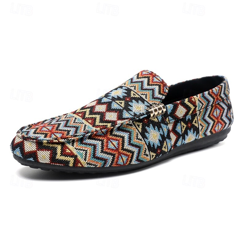 mocassini da uomo in jacquard multicolore con motivo a zigzag – scarpe casual slip-on alla moda per feste, vacanze e resort estivi del 2026 a $32.99 –P2