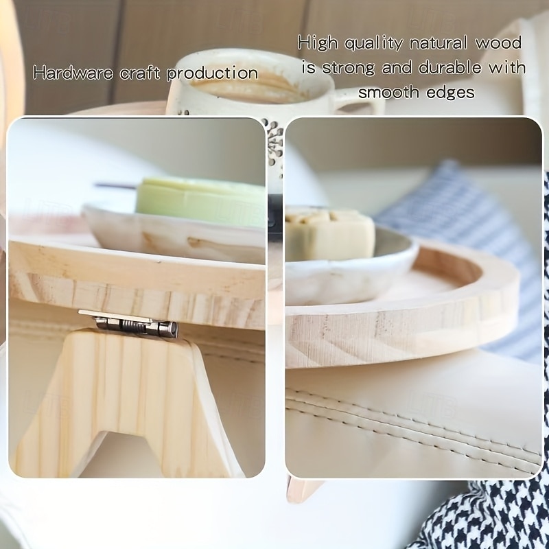 Mesa con reposabrazos para sofá estable, 1 bandeja con clip para mesa con reposabrazos, fija automáticamente la superficie de la mesa, perfecta para espacios pequeños, un gran regalo para familiares y 2025 - $18.99 –P12