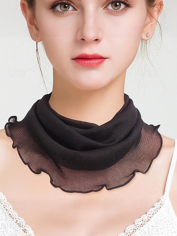 lenço de pescoço transparente de seda feminino – bandana tubular com babados, gargantilha elegante para escritório, viagens, festas e trajes noturnos de 2026 por $18.99 –P2