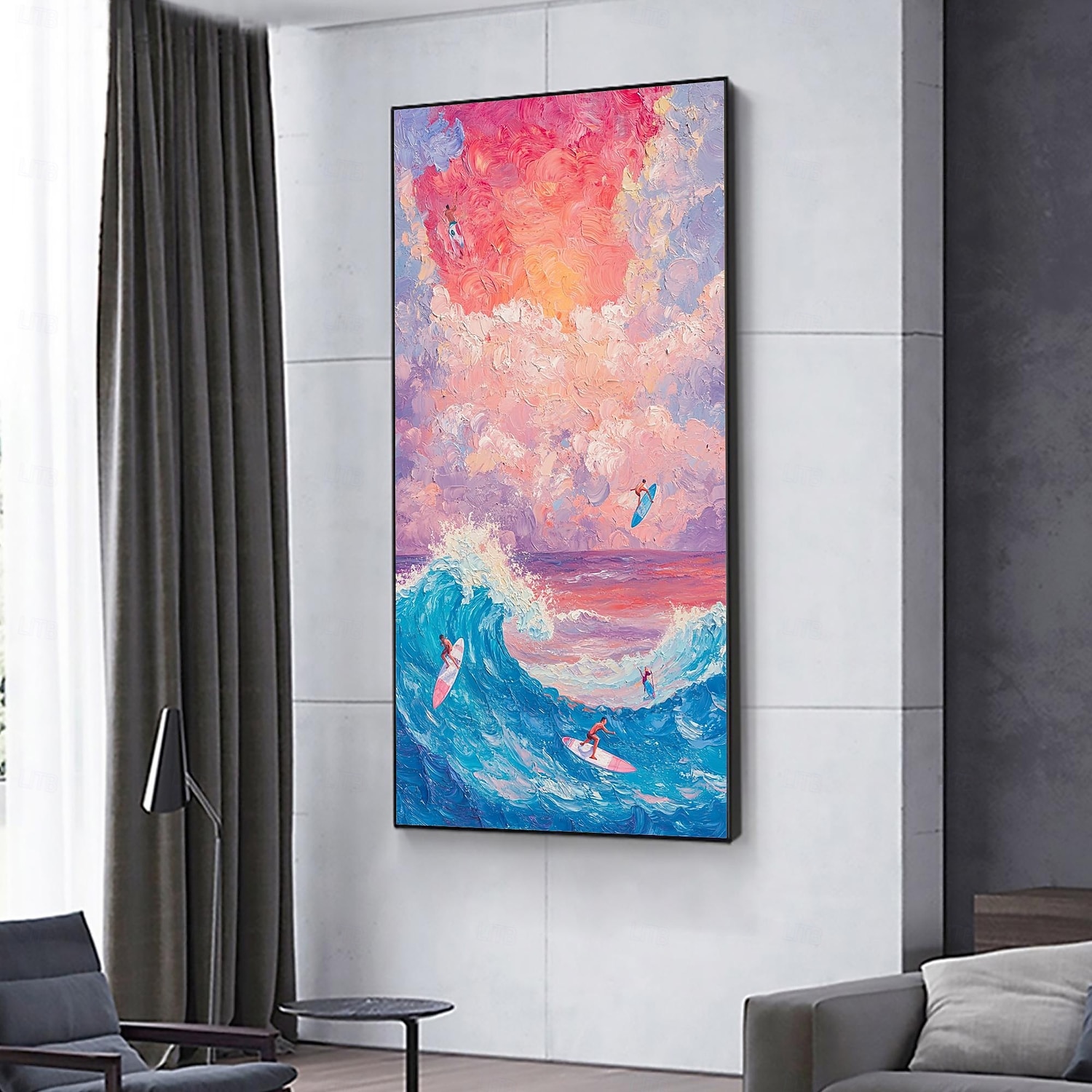 Handmade Original Seascape Oil Painting On Canvas Wall Abstract Ocean Waves Painting for Home Decor With Stretched Frame/Without Inner Frame Painting 2025 - $100.99 –P7