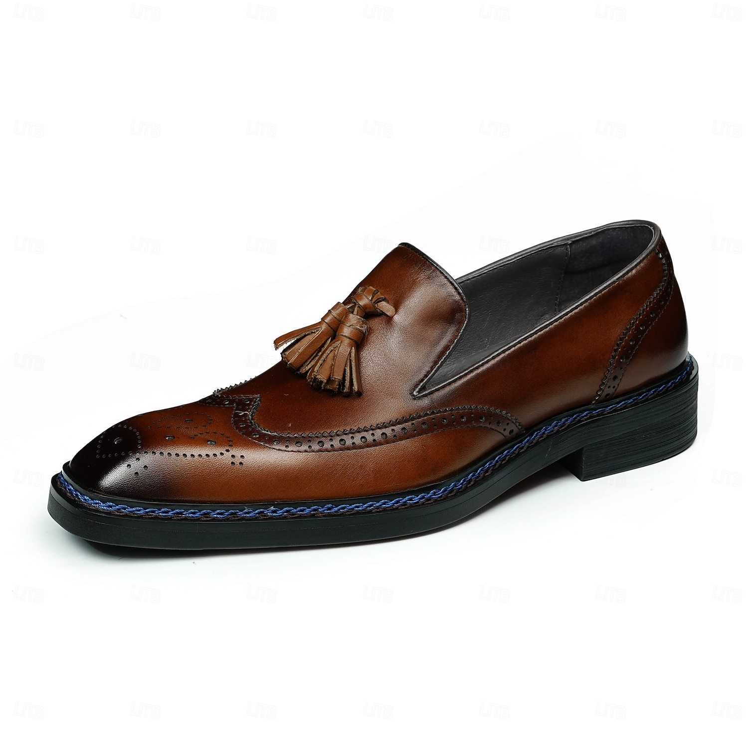 Heren leren loafers met kwastjes - klassieke brogueschoenen van echt koeienhuid met geperforeerde details, instapschoenen voor zakelijk gebruik, op kantoor, op bruiloften en bij elegante gelegenheden 2026 - $119.99 –P2