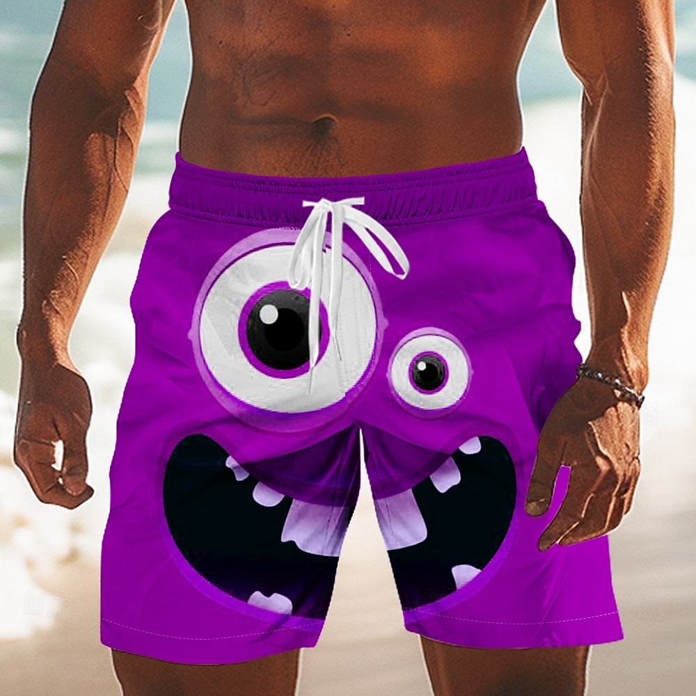 Hombre Dibujo 3D Cara de la sonrisa Ojos grandes Boxers de Natación Pantalones de Natación Pantalones de Surf Media cintura Gracioso Exterior Vacaciones Uso Diario Bolsillos laterales Forro de malla 2026 - $20.99 –P4