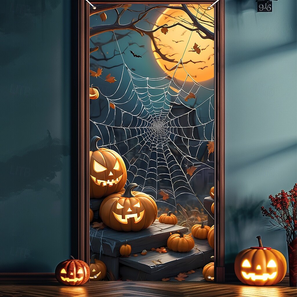 Halloween Cubierta de la puerta pancartas al aire libre Calabaza Éxtasis. Gótico punk oscuro Fiesta Al Aire Libre Fondos de disparos Puerta de Entrada Porche de pared Fondo de puerta de pared con 2025 - $15.99 –P1