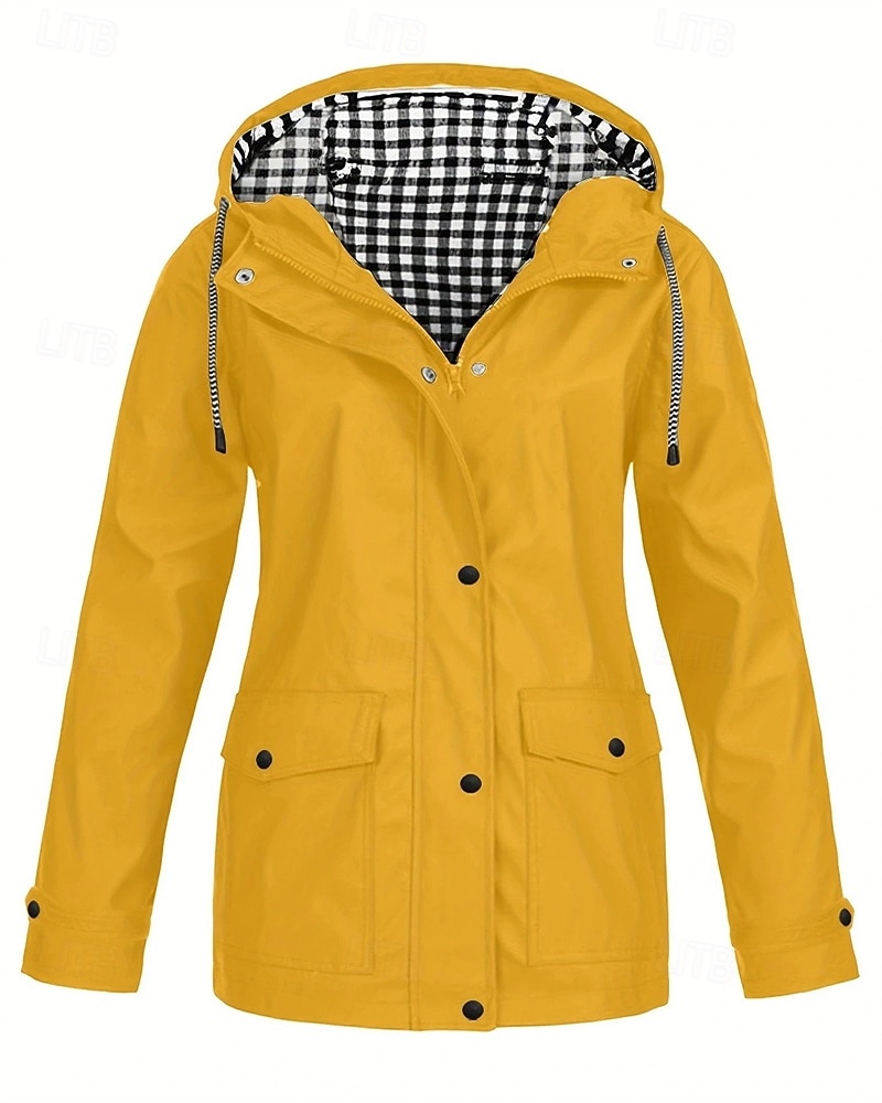 Mulheres Casaco impermeável Jaquetas de chuva impermeáveis Capas de chuva Prova-de-Água A Prova de Vento Zíper Bolsos Moda Ao ar livre Tecido Para Noite Final de semana Zíper Padrão Com Capuz Normal de 2025 por $28.99 –P4