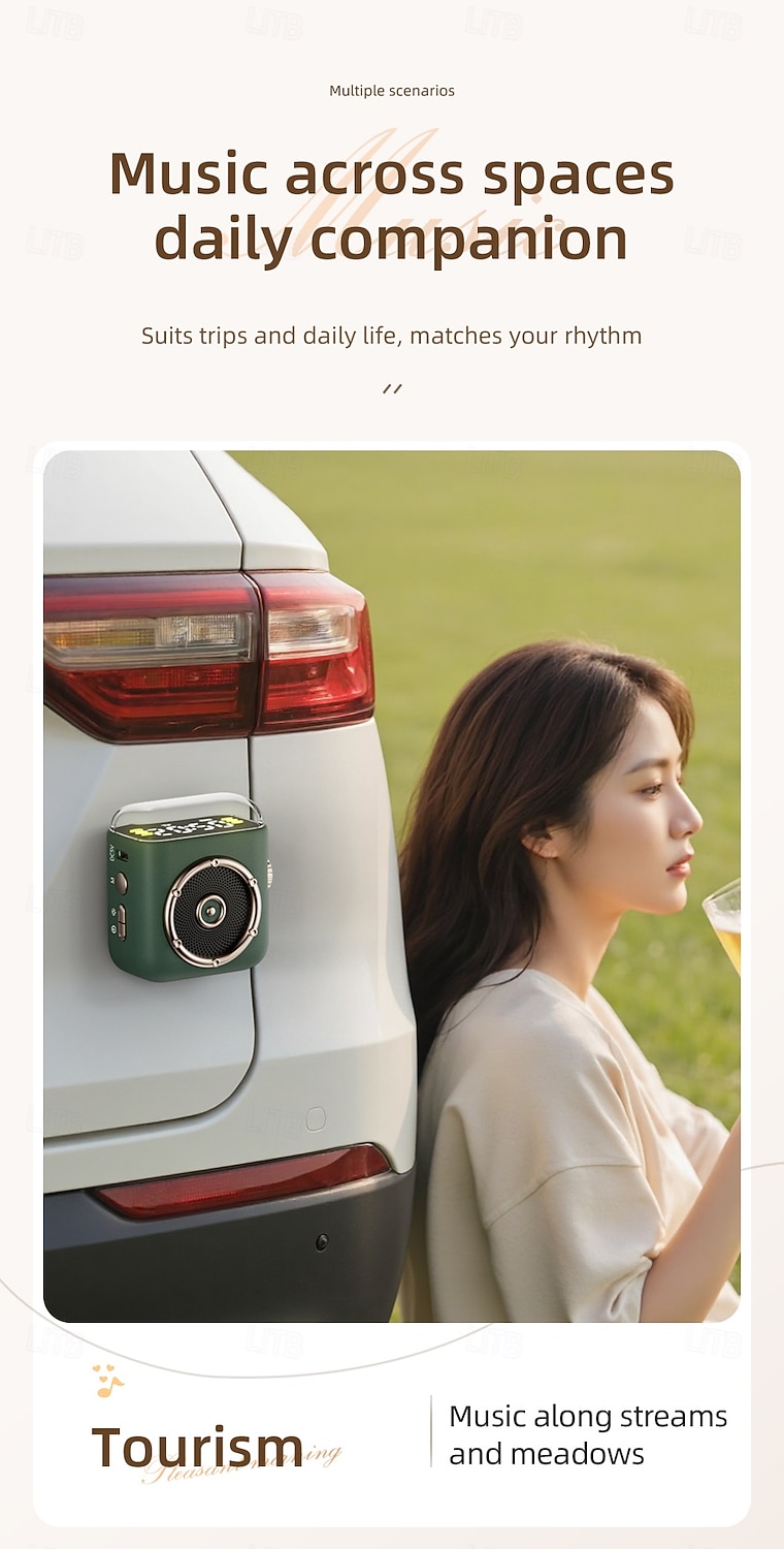 Магнитная мини-колонка Bluetooth P6, небольшая портативная беспроводная Bluetooth-колонка с громким звуком, часами, ночником и поддержкой TF-карт для домашнего офиса, путешествий на природе, кемпинга, 2025 - $24.99 –P14