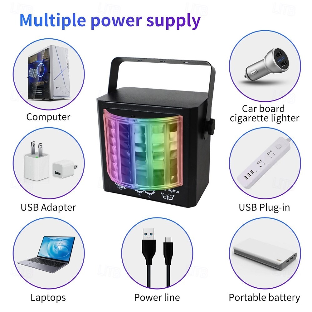 feestverlichting dj disco verlichting led podiumverlichting mini vlinderlamp met geluid geactiveerd en afstandsbediening dj verlichting voor feesten verjaardag bruiloft club ktv karaoke bar podium 2025 - $79.99 –P3
