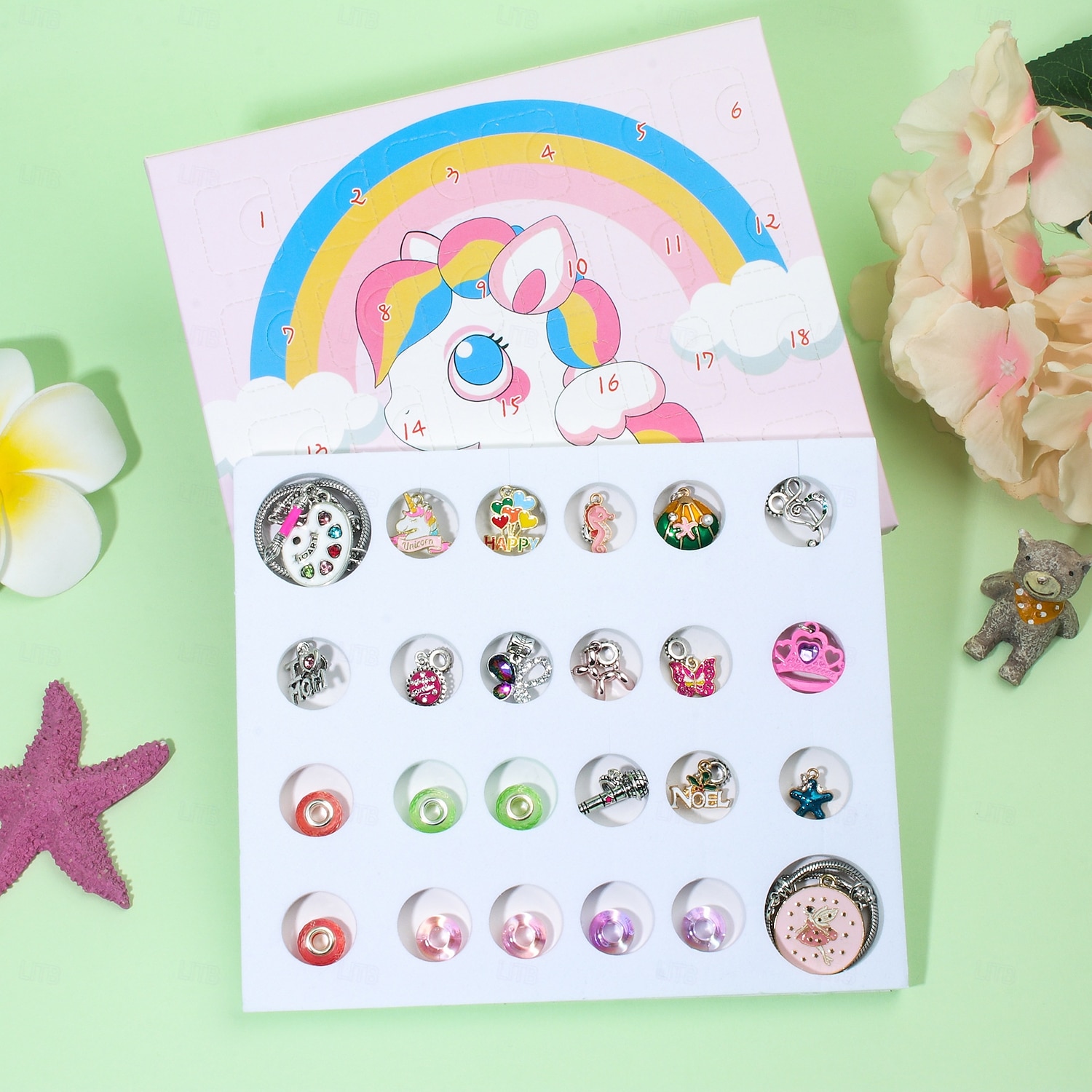 Juleadventskalender med enhjørningsarmbånd 2025 for jenter, 24 dagers rosa DIY-smykkesett med 22 sjarmperler og 2 justerbare armbånd, nedtellingsgave til jul for barn og tenåringer og kvinner 2025 - $21.99 –P3