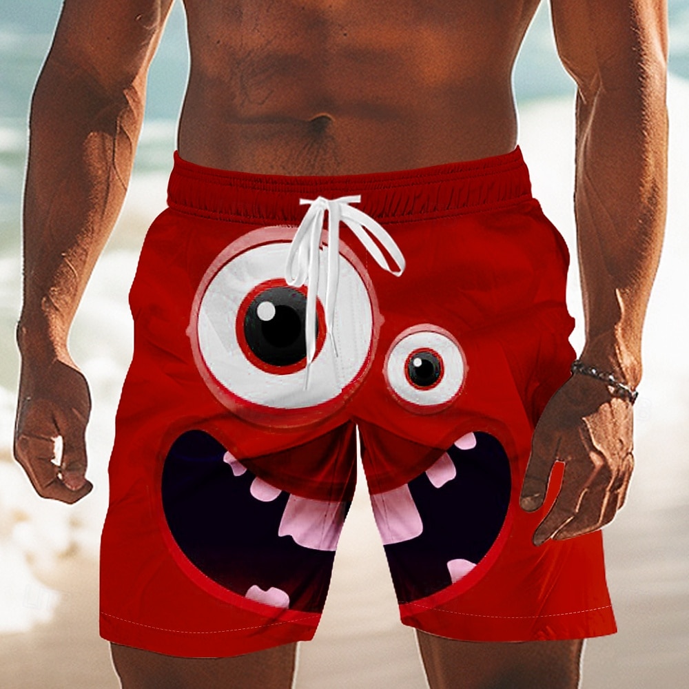 Hombre Dibujo 3D Cara de la sonrisa Ojos grandes Boxers de Natación Pantalones de Natación Pantalones de Surf Media cintura Gracioso Exterior Vacaciones Uso Diario Bolsillos laterales Forro de malla 2026 - $20.99 –P5