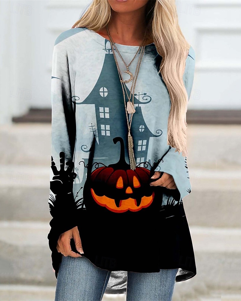 Pentru femei Rochie Mini Rochie hanorac Rochie casual Modă Modern În aer liber Halloween Zilnic Fit regulat Dovleac Manșon Lung Stil Nautic Negru Albastru piscină Mov Portocaliu Primăvară Toamnă 2025 - $19.99 –P2