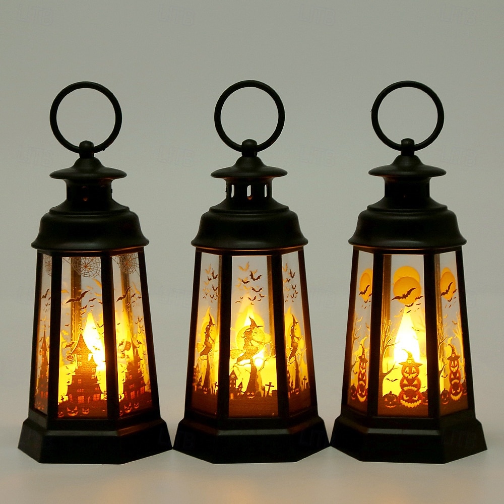 1 pc 14,5 cm halloween dekorative led wind licht desktop ornament retro hexagonal led wind licht party dekoration prop anhänger 2025 - $4.99 –P7