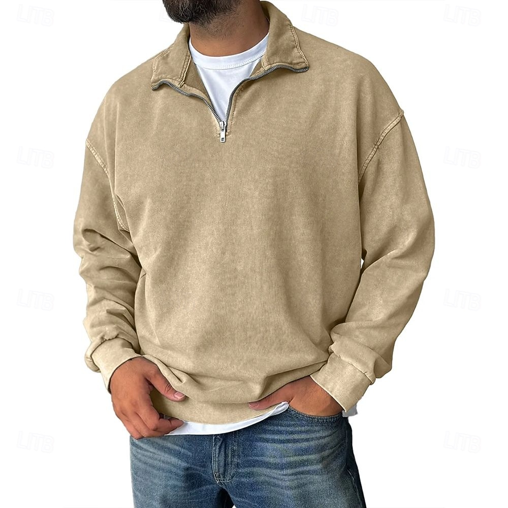 Herren Sweatshirt Viertelreißverschluss Sweatshirt Schwarz Wein Armeegrün Marineblau Purpur Halber Reißverschluss Einfach Halber Reißverschluss Täglich Ferien Ausgehen Polyester Vintage Streetwear 2025 - $41.99 –P8