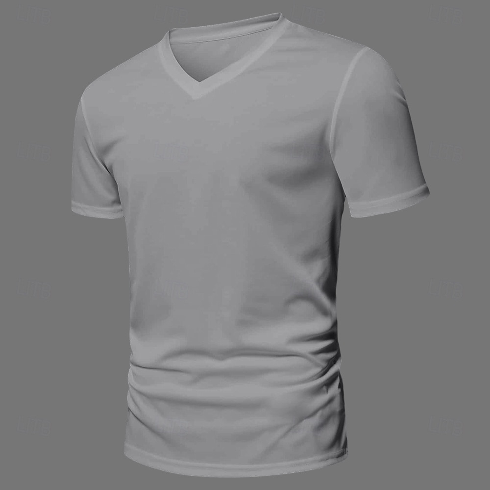 Herr T-shirt i bomullsblandning Kortärmad Kort ärm V-hals Sommar Alla årstider Ensfärgat Slät Designer Grundläggande Modernt Modernt V-ringad Semester Gata Ledigt Svart Vit Grön Topp t-shirt för män 2025 - $12.99 –P9