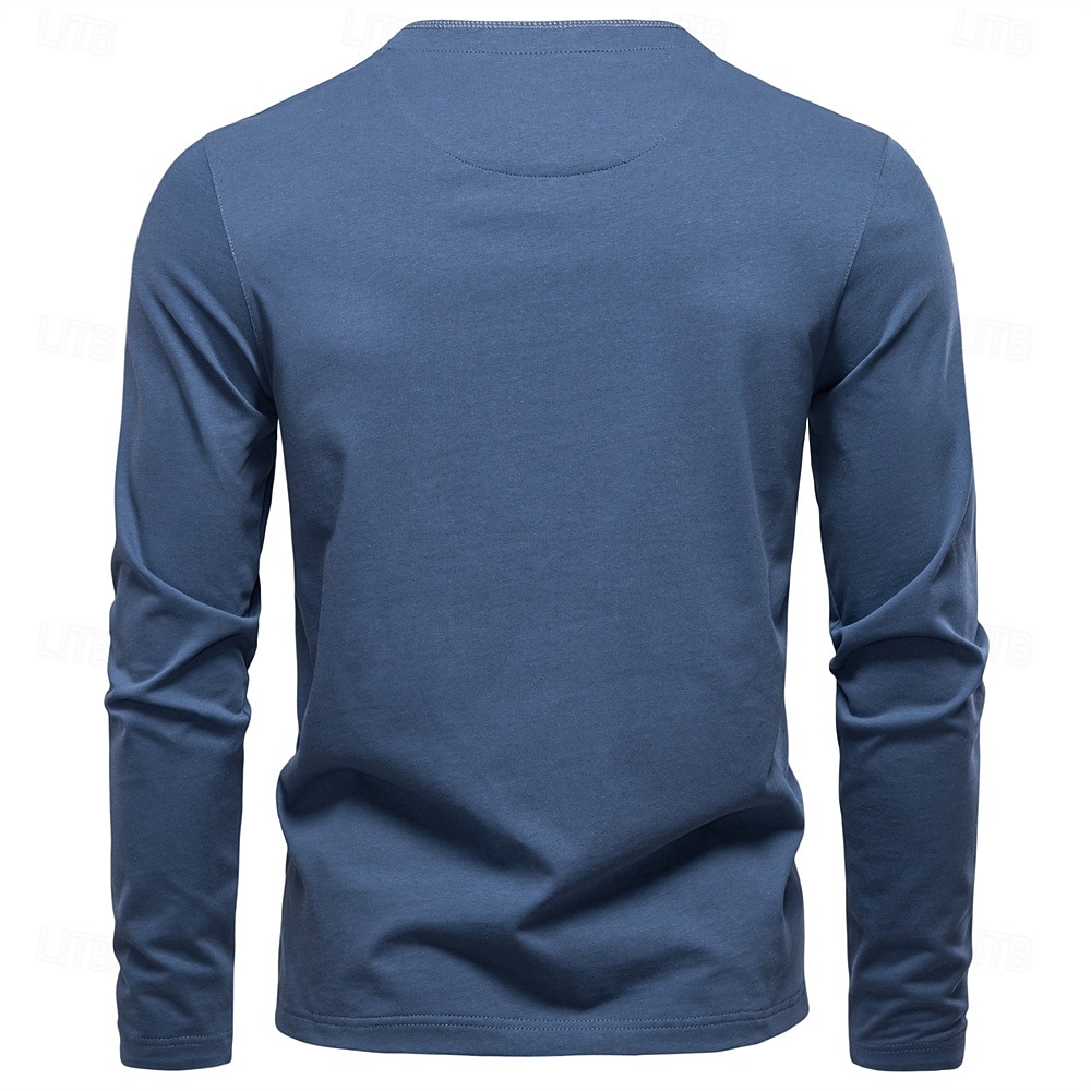 Homme Chemise en coton manche longue Couleur Pleine Frais Quotidien Occasionnel Boutons Henley École Entraînement Extérieur Toutes saisons Gris foncé Blanche Bleu T-shirt Henley de 2025 ? $32.99 –P26