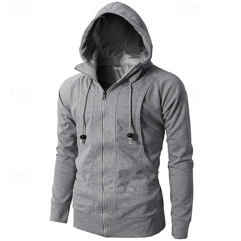 Hombre Sudadera Sudadera con capucha y cremallera completa Sudadera con capucha de lana Rojo tinto Negro Verde Ejército Azul Marino Caqui Con Capucha Plano Retazos Deporte Casual Diario Ropa de calle 2025 - $23.99 –P7
