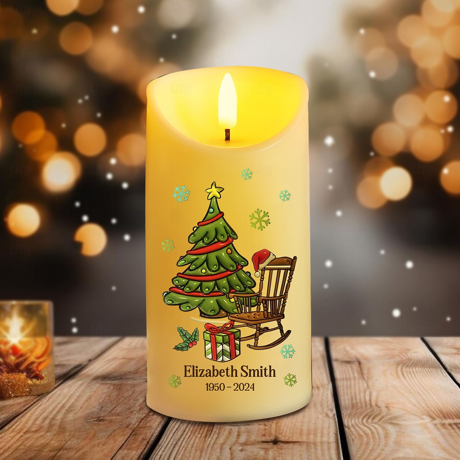 Candela commemorativa a LED personalizzata con testo personalizzato, regali di Natale per la perdita di una persona cara, elegante luce ricordo per la camera da letto, decorazione per la casa, espositore omaggio del 2025 a $15.99 –P3