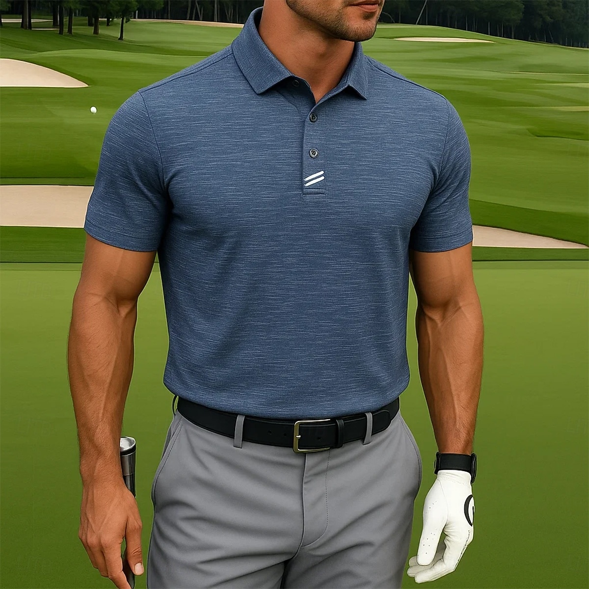 Men's Sports Polo Shirts Golf Shirt Casual Sports Lapel Short Sleeve Fashion Basic Plain Textured Buttons Summer All Seasons Regular Fit Navy Blue Sports Polo Shirts 2026 - $25.99 –P3
