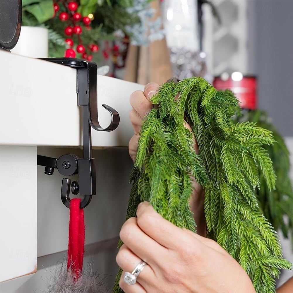 Adjustable Christmas Garland and Stocking Hanger 2 In 1 Fireplace Hanger, Metal Christmas Stocking Holder, No Drill, Fits 0.5" to 8.5" Mantles, Holds Up to 20 Lbs 2025 - $18.99 –P8