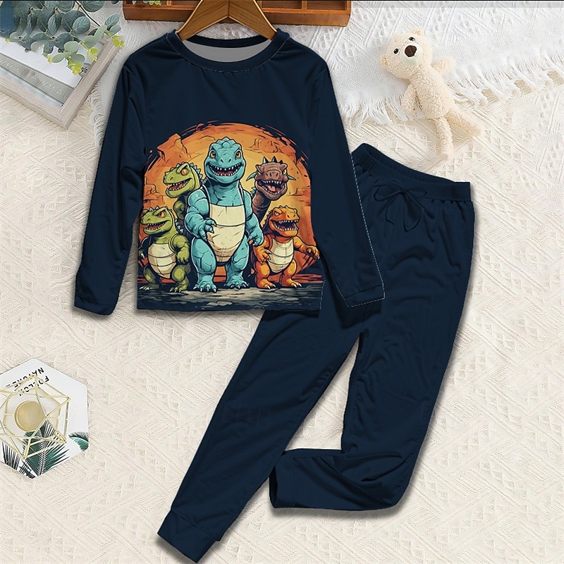 Para Meninos 3D Dinossauro Conjuntos de pijama Conjuntos de pijama com camiseta e calça Manga Longa Impressão 3D Outono Inverno Ativo Básico Infantil 4 anos + Gola Redonda Casa Diário Normal de 2025 por $16.99 –P8