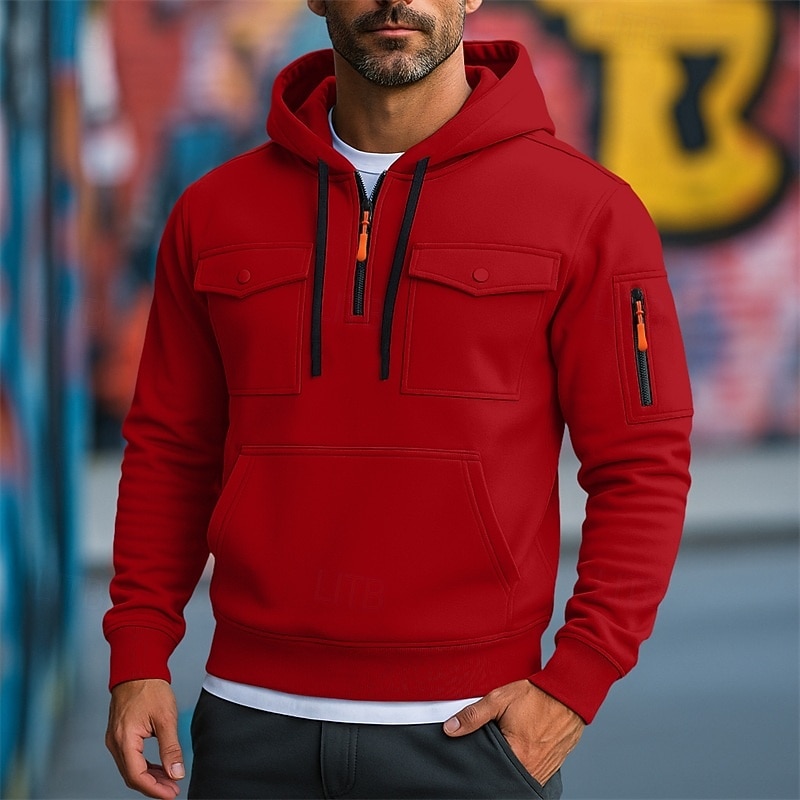 Per uomo Felpa con cappuccio Felpa con cappuccio a zip intera Felpa con cappuccio in pile Felpa con cappuccio tattica Nero Bianco Verde militare Rosso Borgogna Con Cappuccio Semplice Cerniera Tasca del 2025 a $27.99 –P9