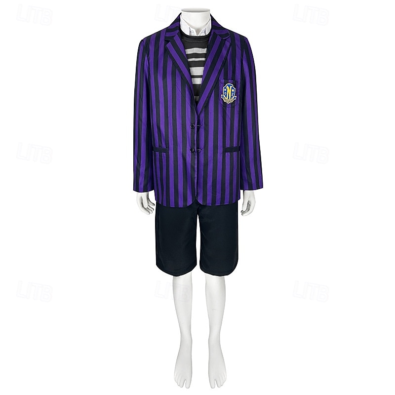 Szerda Addams Addams család Soha többé Akadémia Pugsley Felszerelések Jelmez Szerepjáték Filmsztár jelmez for Férfi Fiú Felnőttek Gyermek Mindszentek napja Farsang Teljesítmény Parti 2025 - $58.99 –P1