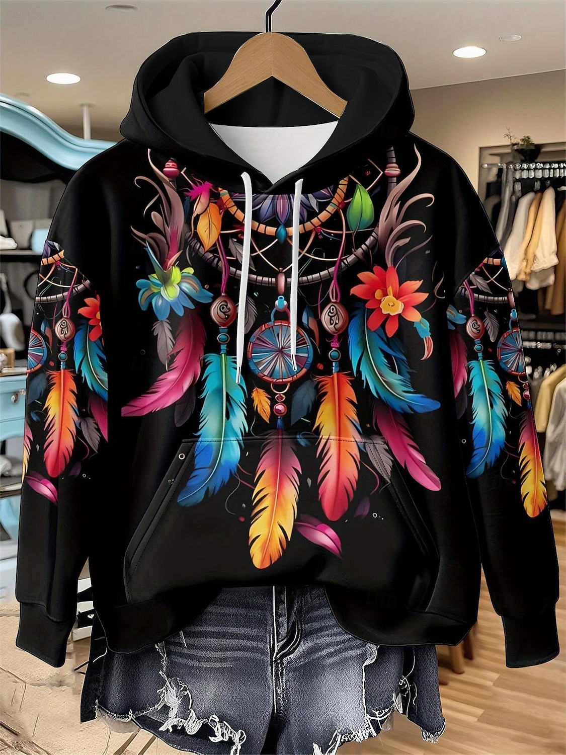 2026年 女性の3Dプリントビンテージボヘミアンフーディーパッチワークフーディースウェットシャツ花柄s花柄グラフィックビンテージレトロカジュアル長袖フード付きレギュラートップスストリートカジュアルブラックブルーオレンジブラウンカーキ秋冬  コレクション – $28.99 –P6