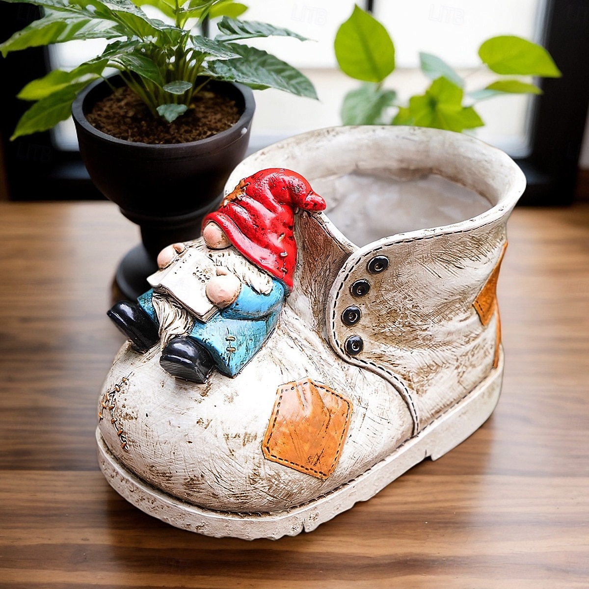 Кашпо для суккулентов в форме гнома в форме ботинка – красочный расписанный вручную цветочный горшок из смолы для декора сада, украшения патио &выращивание мини-растений 2026 - $16.49 –P4