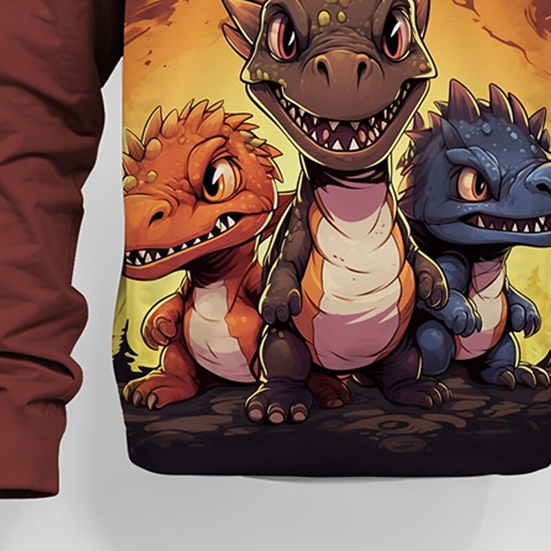 Pojkar 3D Dinosaurie Tröja Långärmad Vår Höst Mode Grundläggande Barn 4-12 år Rund hals Utomhus Ledigt Dagligen Normal 2025 - $17.49 –P11