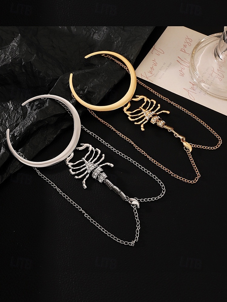 Halloween-armband met schorpioenvormige strasssteentjes voor dames, stoere punkstijl, perfect voor feestoutfits en gewaagde kostuums 2025 - $9.99 –P14