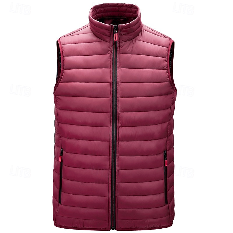 Herren Steppweste Weste Gilet Urlaub Täglich Date Mode Lässig Winter Tasche Polyester Warm Bequem Einfarbig Reisverschluss Stehkragen Normale Passform Schwarz Wein Armeegrün Dunkelblau Weste 2026 - $43.99 –P11