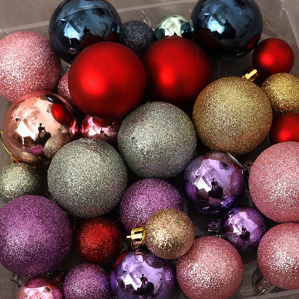 26 db-os karácsonyfa gömbdíszek, törésálló, függő dekorációs készlet karácsonyfára 4cm 5cm 6cm vegyes méretű színes ünnepi partidekoráció 2025 - $14.49 –P3