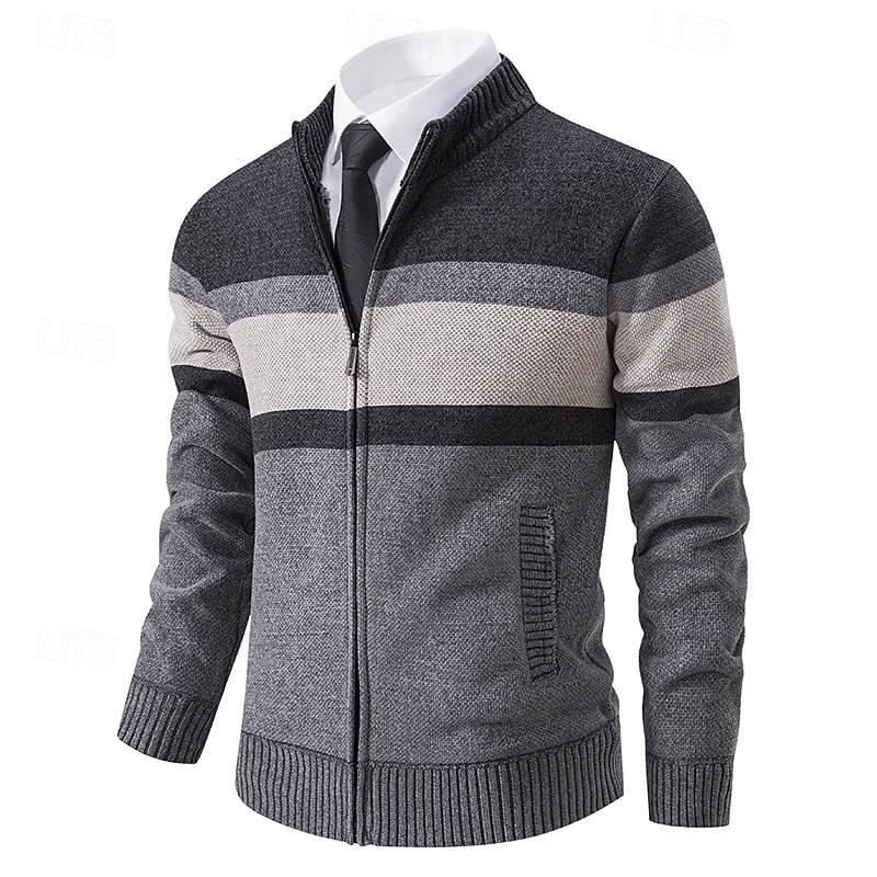 Herren Pullover Kleid Pullover Strickjacke Reißverschluss-Pullover Strickpullover Gerippt Stricken Normale Oberteile Gestrickt Gerippt Einfach Rollkragen Mode Schals Büro Lässig Bekleidung Herbst 2026 - $39.99 –P1