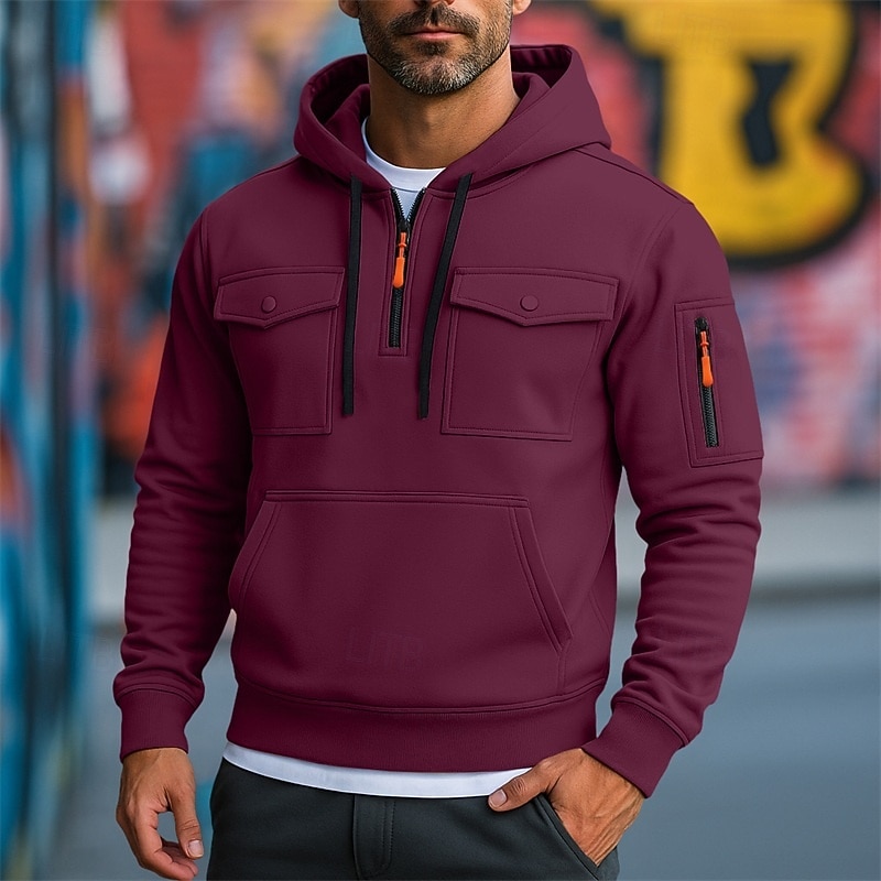 Per uomo Felpa con cappuccio Felpa con cappuccio a zip intera Felpa con cappuccio in pile Felpa con cappuccio tattica Nero Bianco Verde militare Rosso Borgogna Con Cappuccio Semplice Cerniera Tasca del 2025 a $27.99 –P8