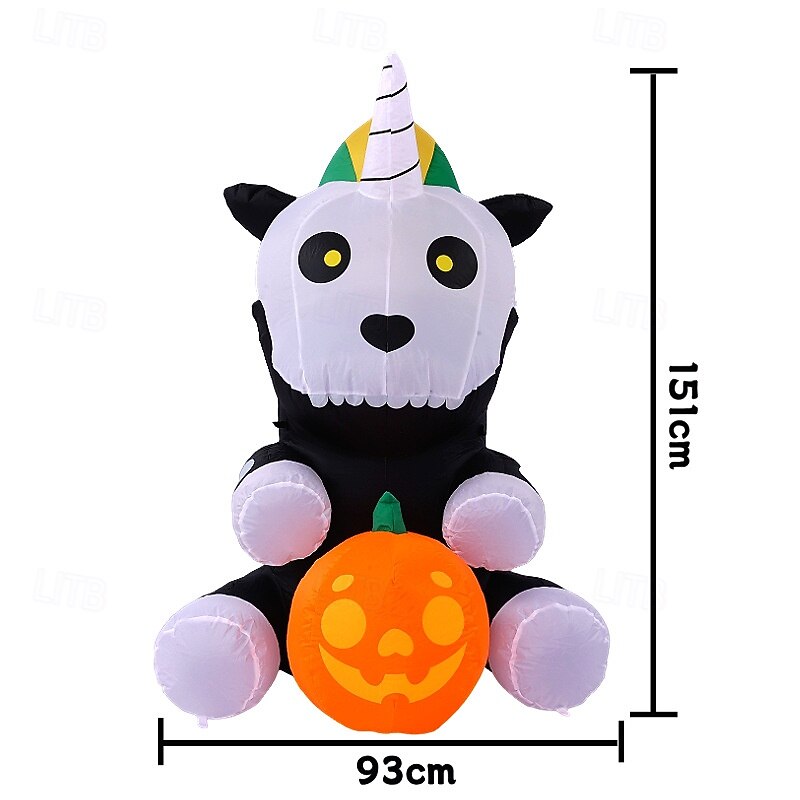 1 db 1,5 m-es halloweeni felfújható légmodell ülő csontváz unikornis led világító felfújható fólia udvari dekorációs dísz 2025 - $63.99 –P4