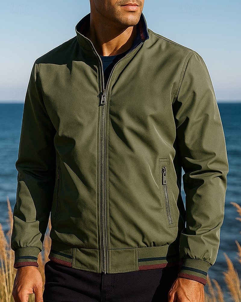 Men's Casual Jackets Hiking Jacket Outdoor Waterproof Windproof Hiking Outfits Hiking Clothes Autumn / Fall Top Camping / Hiking / Caving Running Solid Color Black Army Green Khaki 2026 - $36.99 –P1