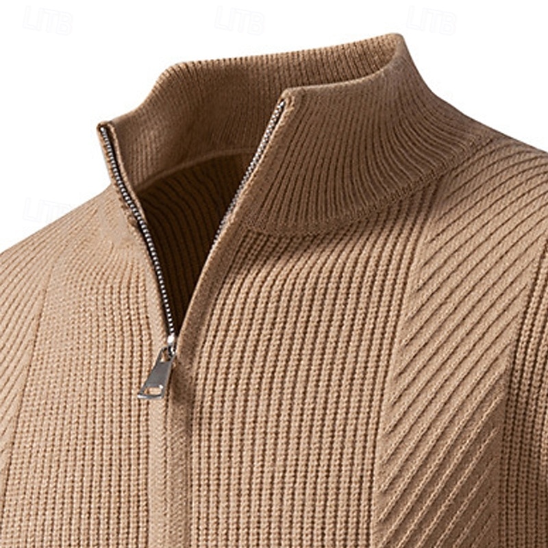 Per uomo Felpa Cardigan A Coste Maglia Corto Lavorato a maglia Tinta unica Collo Alto Vacanza Moda Casuale Abbigliamento quotidiano Abbigliamento Primavera & Autunno Nero Rosso M L XL del 2026 a $43.99 –P7