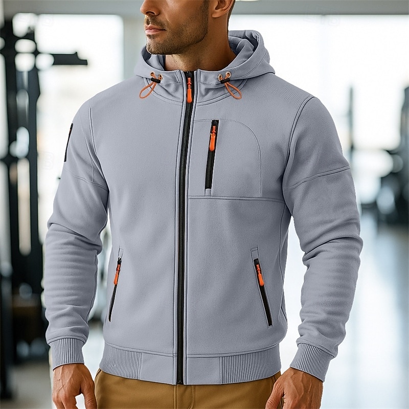 Per uomo Felpa con cappuccio Felpa con cappuccio a zip intera Felpa con cappuccio in pile Felpa con cappuccio tattica Nero Bianco Borgogna Blu marino Blu Con Cappuccio Semplice Cerniera Sport del 2025 a $23.99 –P5