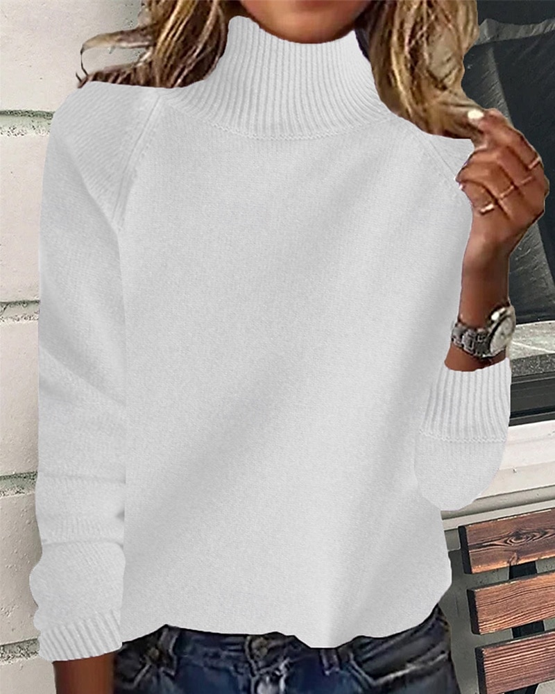 Pentru femei Pulover Plover Zilnic Stilat Casual Culoare solidă Striat Guler Pe Gât Tricotat Manșon Lung Topuri obișnuite Tricotat Zilnic Concediu Ieșire Negru Alb Toamnă Iarnă 2025 - $25.99 –P2