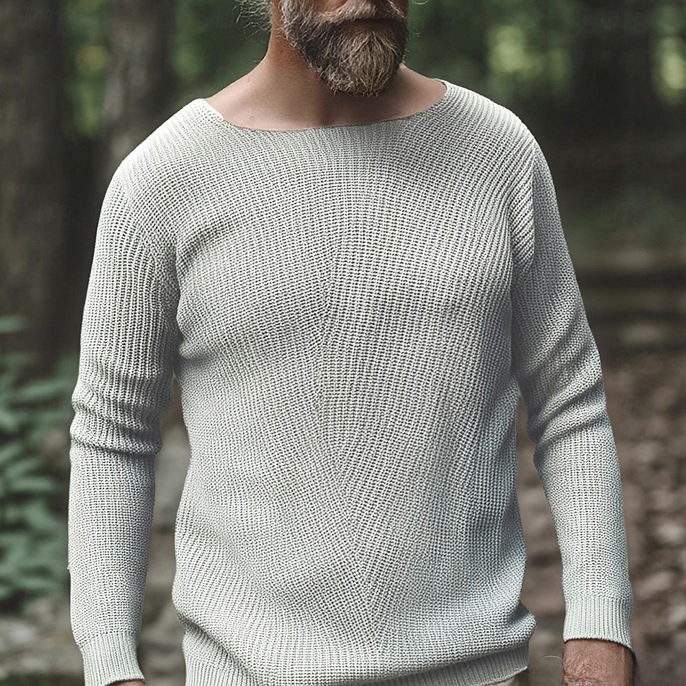 Herren Pullover Lässiger Pullover Strickpullover Gerippt Stricken Tunika Gestrickt Einfach Rundhalsausschnitt Mode Lässig Urlaub Alltagskleidung Bekleidung Herbst Winter Schwarz Weiß S M L 2026 - $37.99 –P2