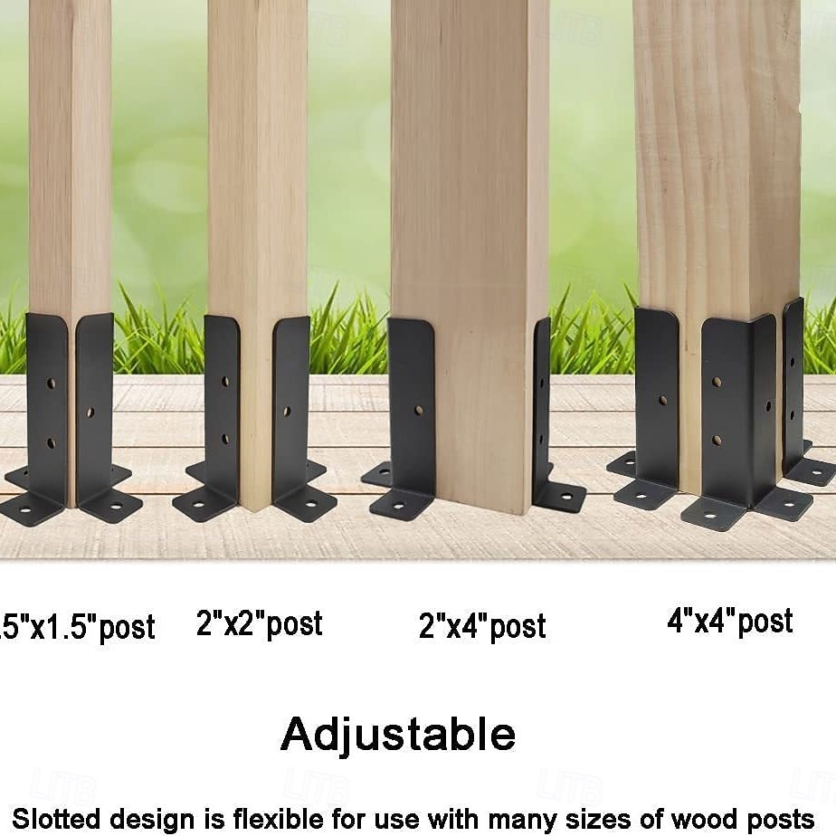 Ensemble de supports d'ancrage réglables pour poteaux de terrasse de 1,5 x 1,5, 2 x 2, 2 x 4 et 4 x 4, support en métal lourd pour clôture en bois et gazebo de 2025 ? $9.49 –P8