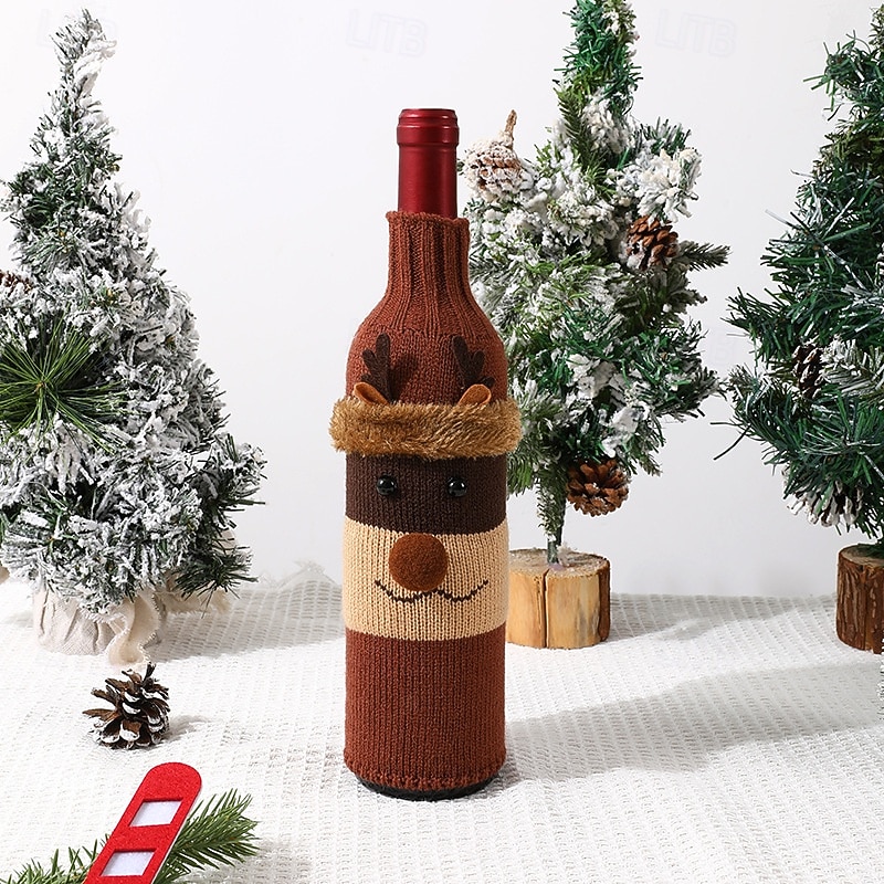 Capa para garrafa de vinho de Natal com champanhe e vinho natalinos com design de Papai Noel, rena e boneco de neve, decoração de mesa festiva para restaurantes, hotéis, jantares, festas e decoração de 2025 por $7.99 –P7