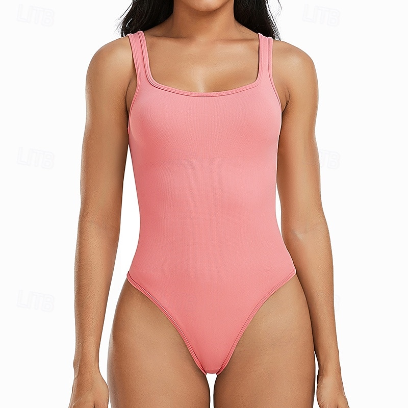 Dam Träningsdräkt One Piece Romper Ensfärgat Kroppsdräkt risvit Svart Gym Träning Löpning Andningsfunktion Magkontroll Ärmlös Sport Sportkläder 2025 - $17.99 –P8
