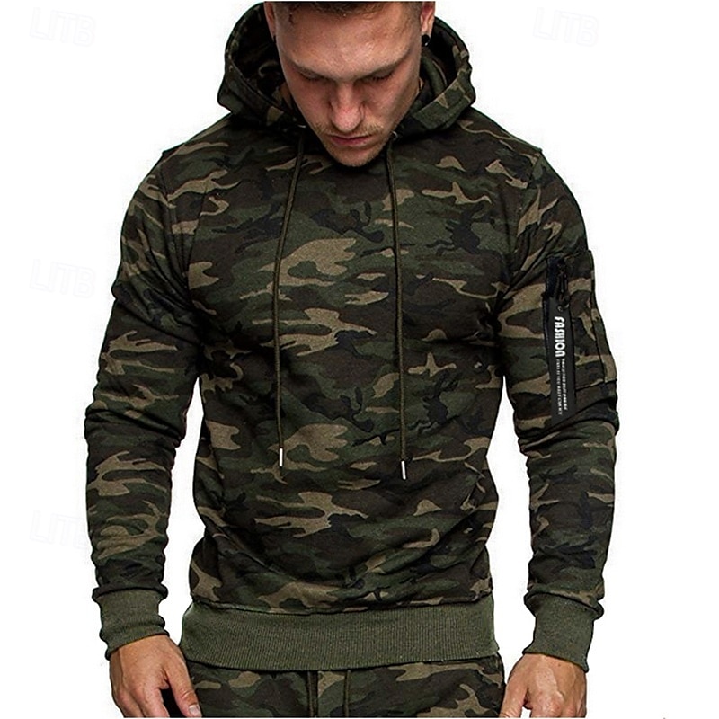 Per uomo Felpa con cappuccio Felpa con cappuccio tattica Felpa con cappuccio mimetica Nero Grigio mimetico Verde mimetico Grigio Con Cappuccio Mimetico Tasca Sport & Outdoor Casuale Quotidiano del 2025 a $23.99 –P5