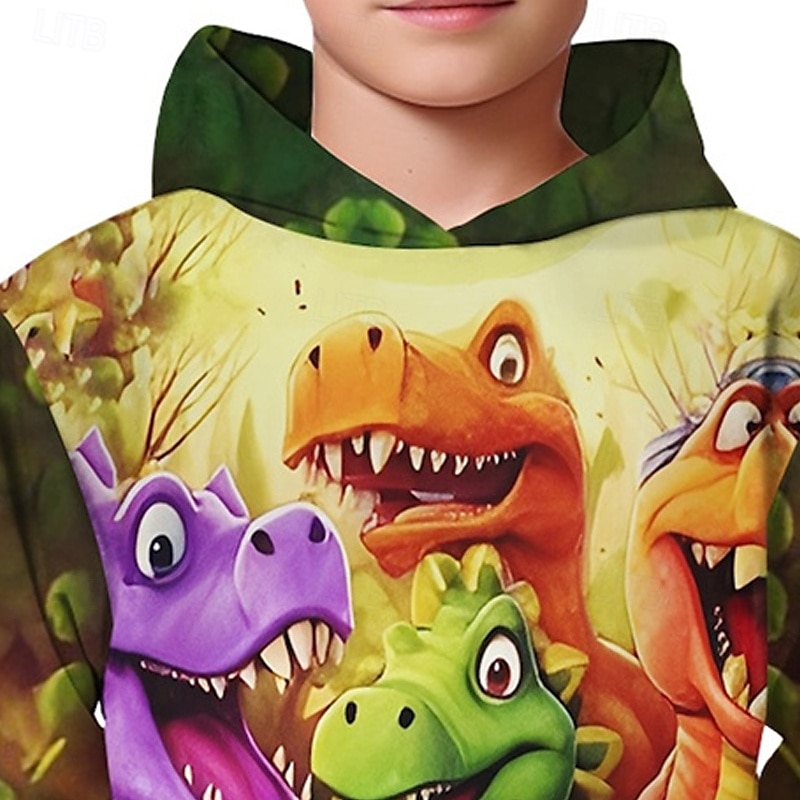 Pojkar 3D Dinosaurie Huvtröja Långärmad Vår Höst Mode Streetwear Barn 4-12 år Huva Utomhus Ledigt Dagligen Normal 2025 - $18.99 –P2