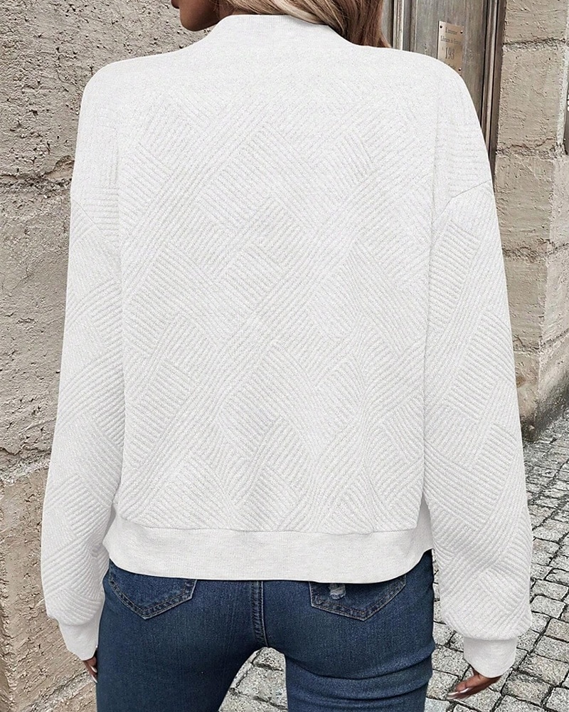 Damen Freizeitjacke Strukturierte Jacken Bequem Reißverschluss Mode Modern Lässig Einfach Ausgehen Wochenende Reisverschluss Regulär Stehkragen Normale Passform Langarm Oberbekleidung Schwarz Wei 2025 - $26.99 –P9