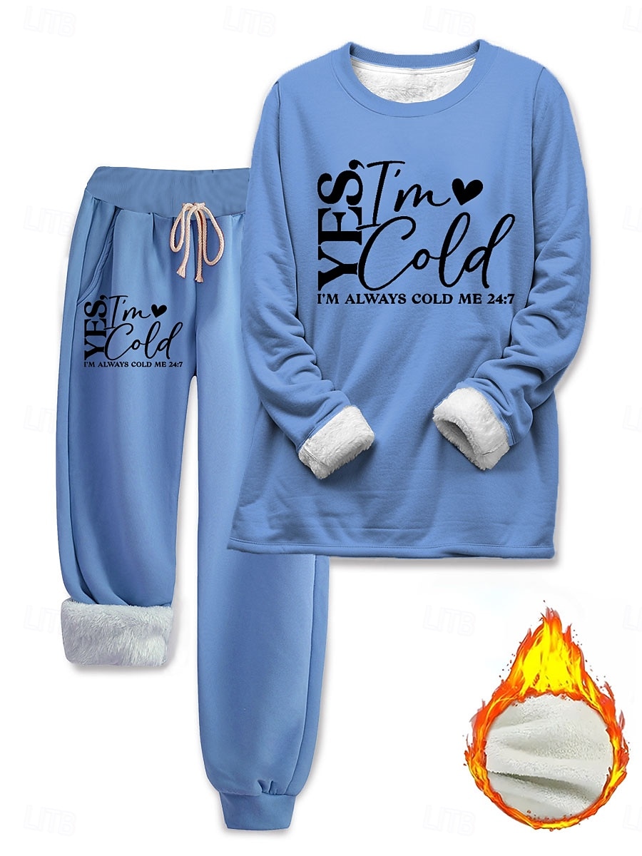 Damen Elegant Warm Mode Zweiteilige Sets Trainingsanzug Hosen-Sets Langarm Bischofsärmel Rundhalsausschnitt Grafik Buchstabe Druck Outdoor Urlaub Täglich Schwarz Rosa Dunkelpink Frühling Normale 2025 - $41.99 –P4