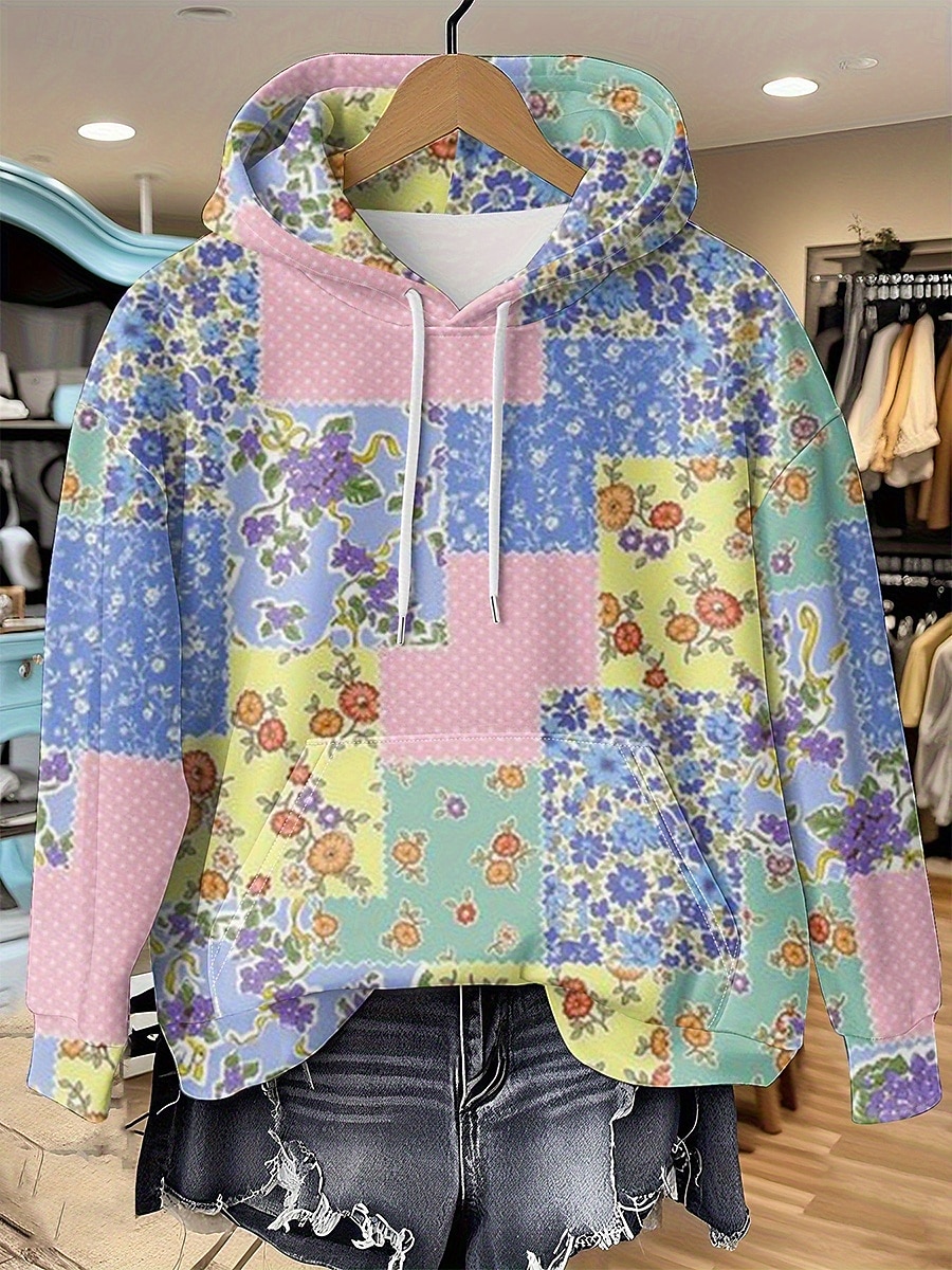 2026年 女性の3Dプリントビンテージボヘミアンフーディーパッチワークフーディースウェットシャツ花柄s花柄グラフィックビンテージレトロカジュアル長袖フード付きレギュラートップスストリートカジュアルブラックブルーオレンジブラウンカーキ秋冬  コレクション – $28.99 –P1