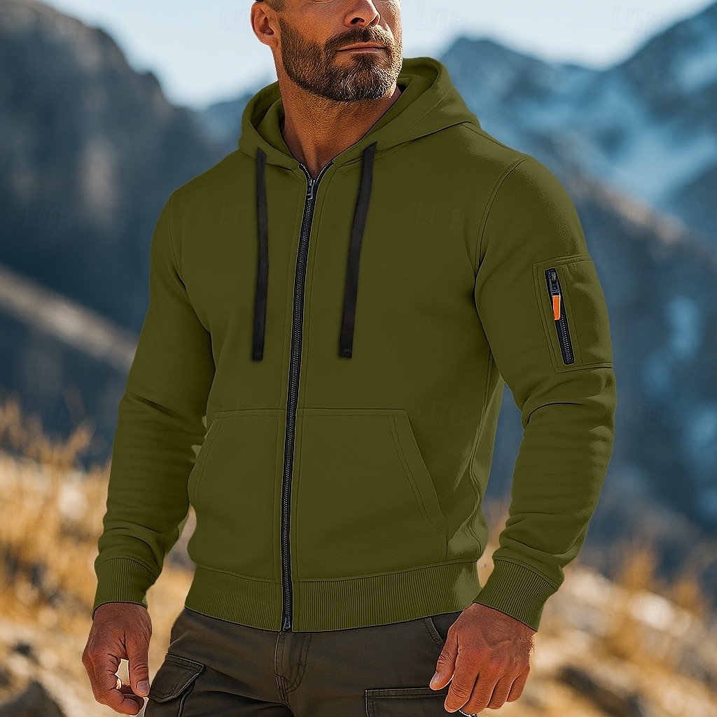 Per uomo Felpa con cappuccio Felpa con cappuccio e zip corta Felpa con cappuccio in pile Felpa con cappuccio tattica Nero Bianco Verde militare Rosso Borgogna Con Cappuccio Semplice Cerniera del 2025 a $23.99 –P13