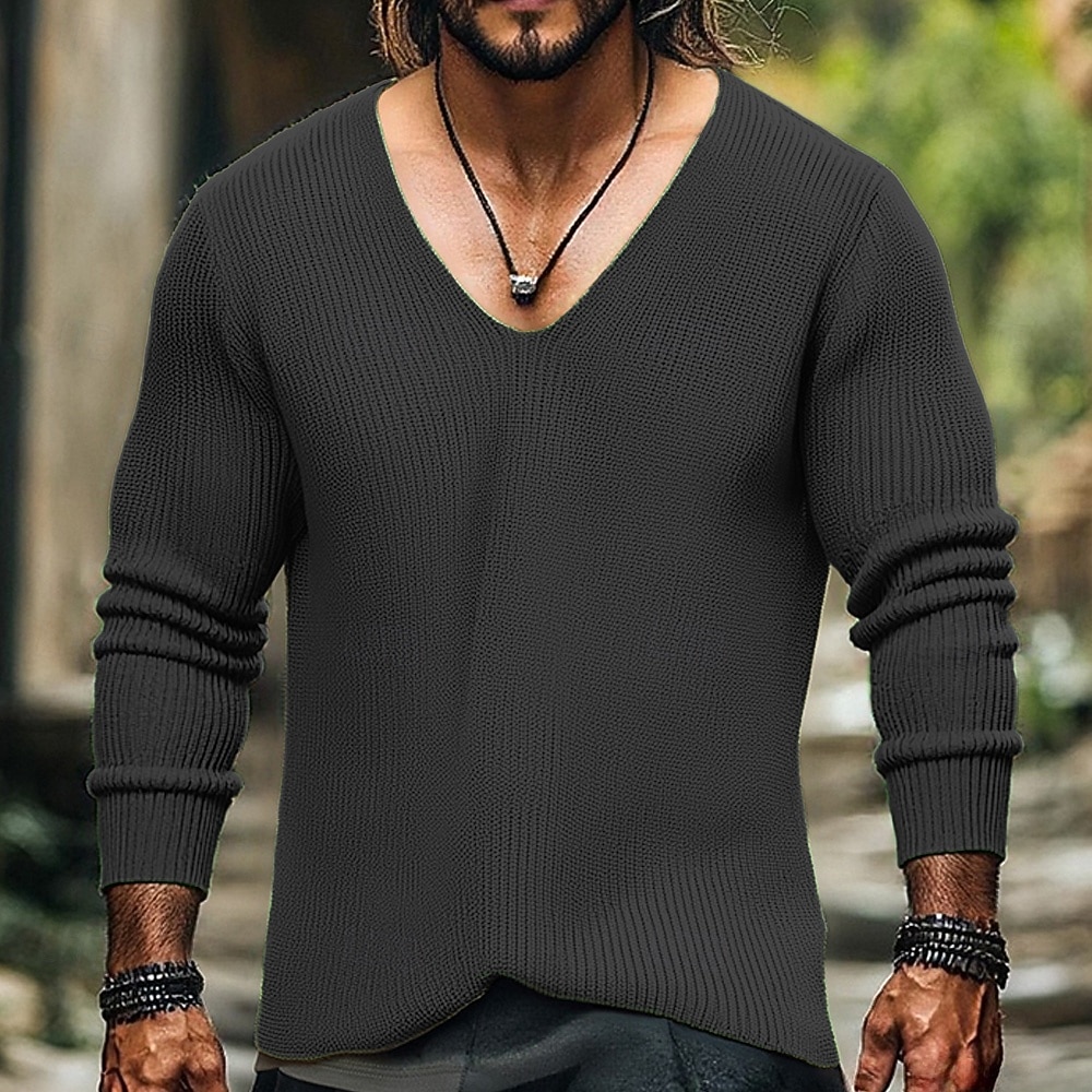 Per uomo Maglione Maglione a maglia A Coste Maglia Top Regolari Lavorato a maglia Semplice Scollo a V Moda Essenziale Vacanza Abbigliamento quotidiano Abbigliamento Autunno Inverno Nero Blu S M L del 2026 a $44.99 –P3