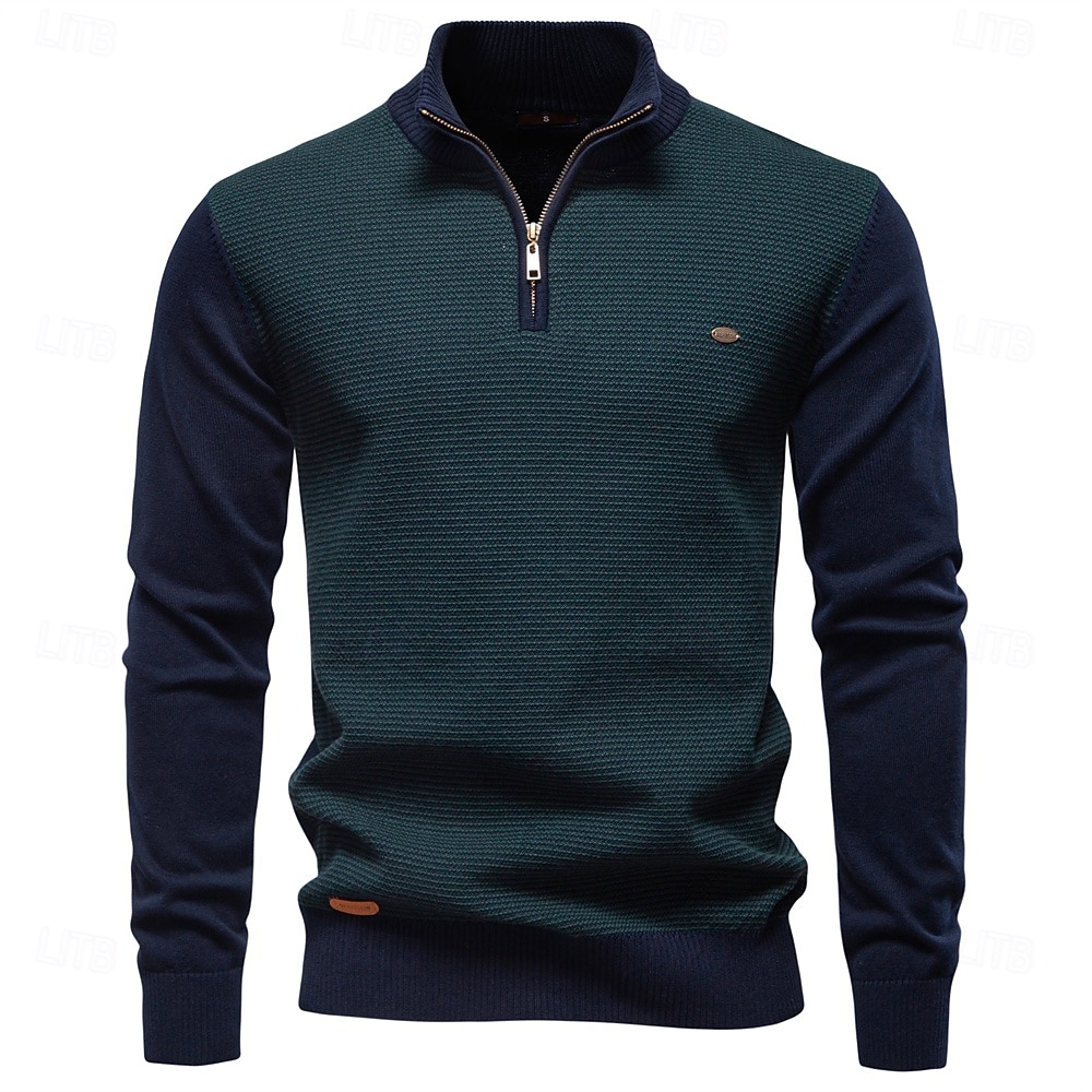 Herren Pullover Zopfmuster Stricken Normale Oberteile Halber Reißverschluss Farbblock Geometrisch Stehkragen Elegant Vintage Schule Urlaub Bekleidung Frühling Herbst Grün Armeegrün S M L 2026 - $53.99 –P1