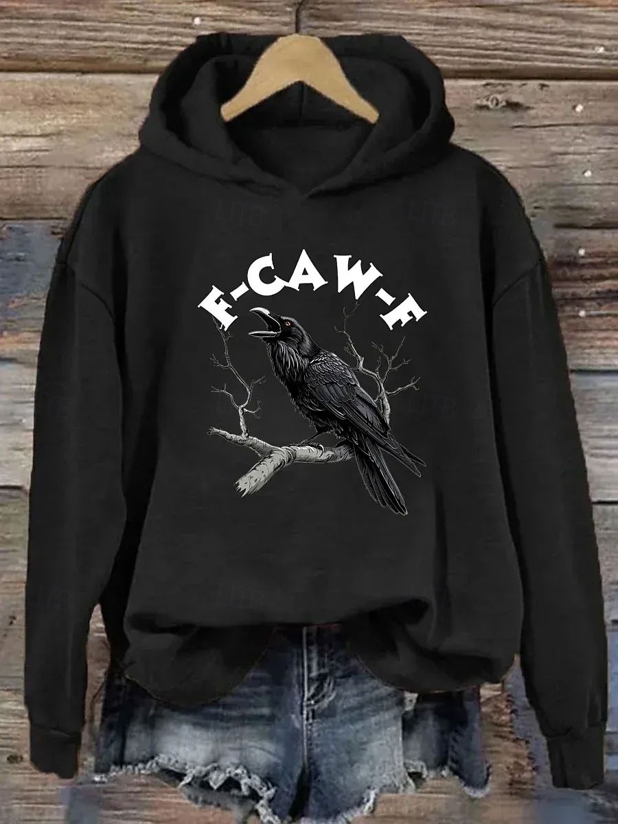 Dame Pullover hettegenser-genser Grafisk Bokstaver Halloween Elegant Varm Aktiv Langermet Med hette Vanlige topper Gate Hverdag Avslappet Trykt mønster Svart Hvit Blå Oransje Grønn Vår Høst Vinter 2025 - $24.99 –P5